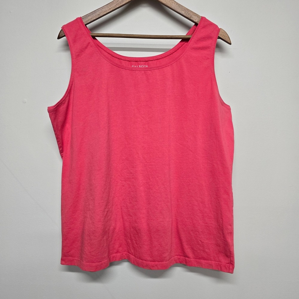 Talbots Tank Top Women 1X Pink Cotton Spandex Stretch Scoop Neck Casual Basic